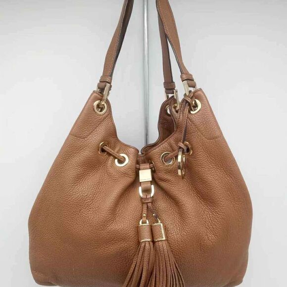 Michael Kors MK Designer Camden Tan Drawstring Hobo Handbag Purse Handbag - Picture 1 of 6